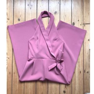 Topshop pink halter jumpsuit